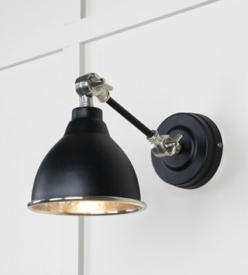 From The Anvil Hammered Nickel Brindley Wall Light In Elan Black