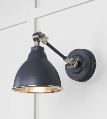 From The Anvil Hammered Nickel Brindley Wall Light In Slate