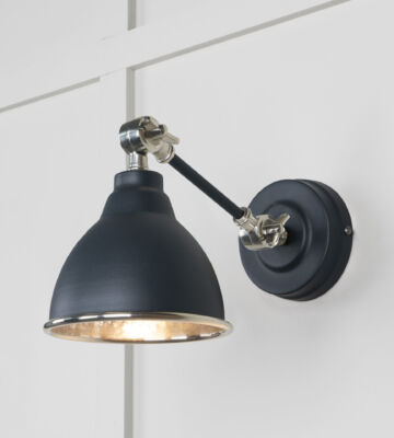 From The Anvil Hammered Nickel Brindley Wall Light In Soot