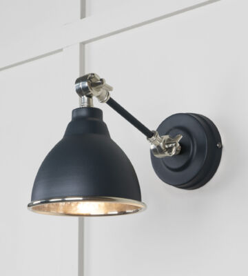 From The Anvil Hammered Nickel Brindley Wall Light in Soot
