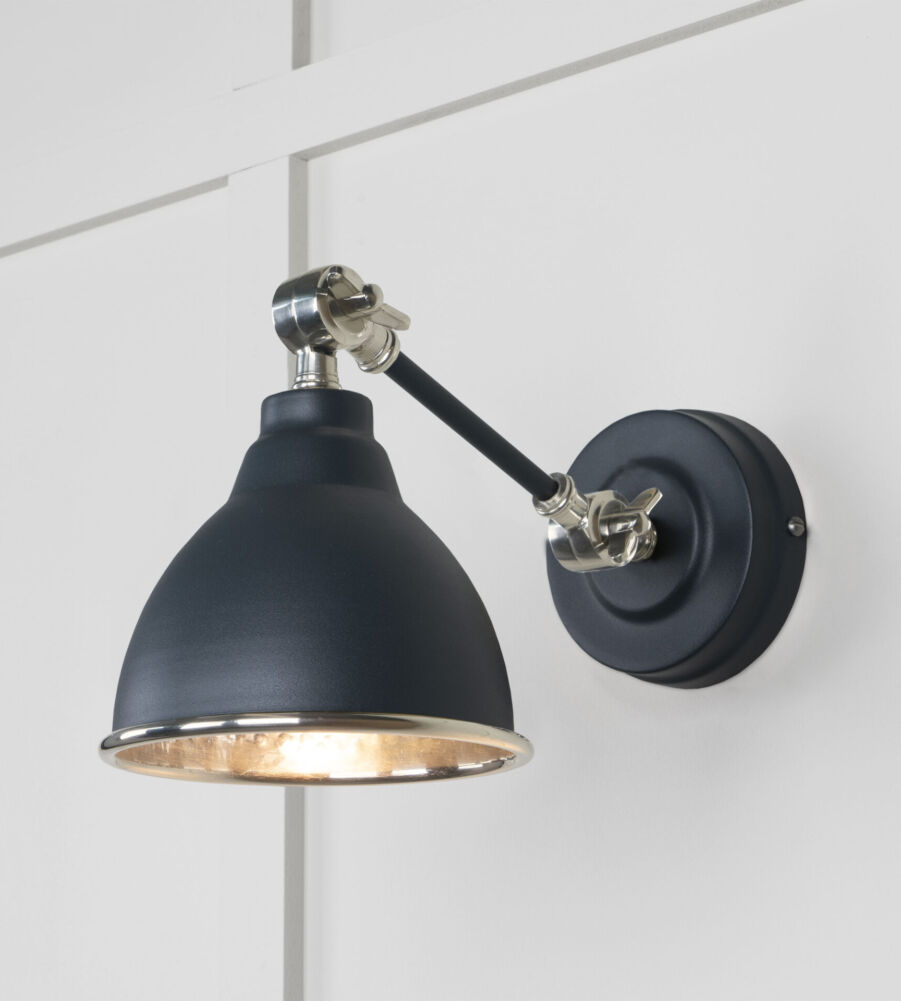 From The Anvil Hammered Nickel Brindley Wall Light in Soot