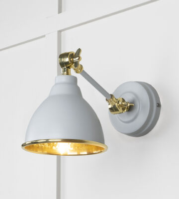 From The Anvil Hammered Brass Brindley Wall Light in Birch