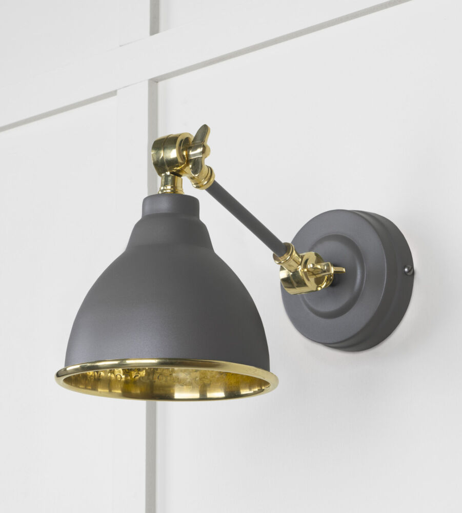 From The Anvil Hammered Brass Brindley Wall Light in Bluff - Image 3