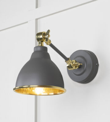 From The Anvil Hammered Brass Brindley Wall Light In Bluff