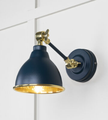From The Anvil Hammered Brass Brindley Wall Light In Dusk
