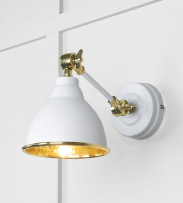 From The Anvil Hammered Brass Brindley Wall Light In Flock