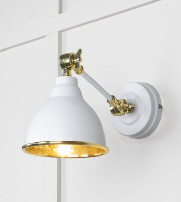 From The Anvil Hammered Brass Brindley Wall Light in Flock