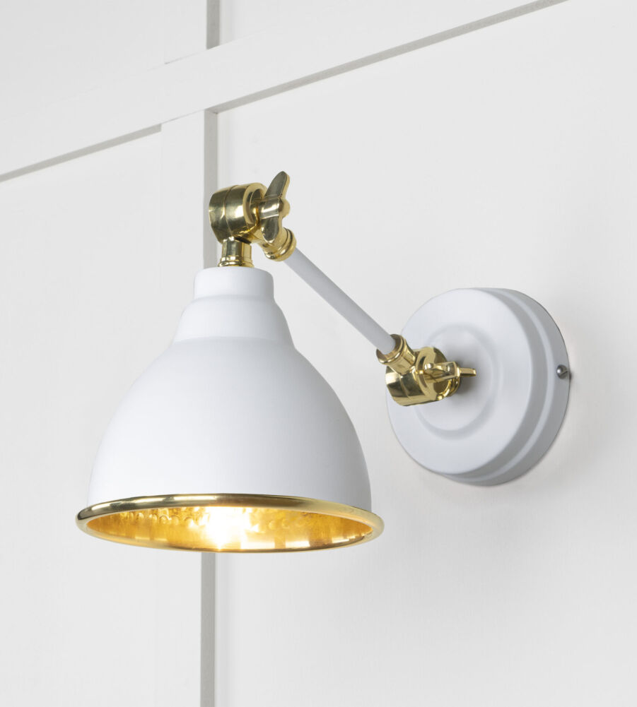 From The Anvil Hammered Brass Brindley Wall Light in Flock