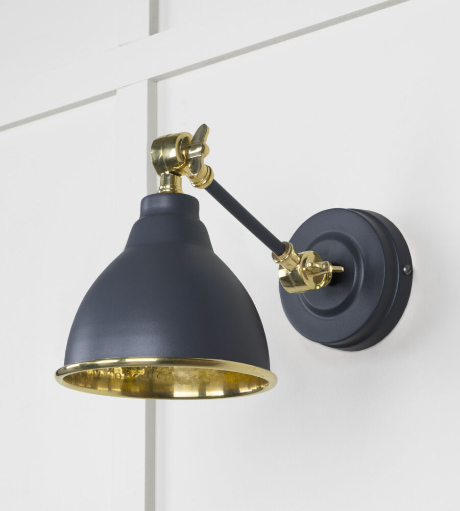 From The Anvil Hammered Brass Brindley Wall Light in Slate - Image 3