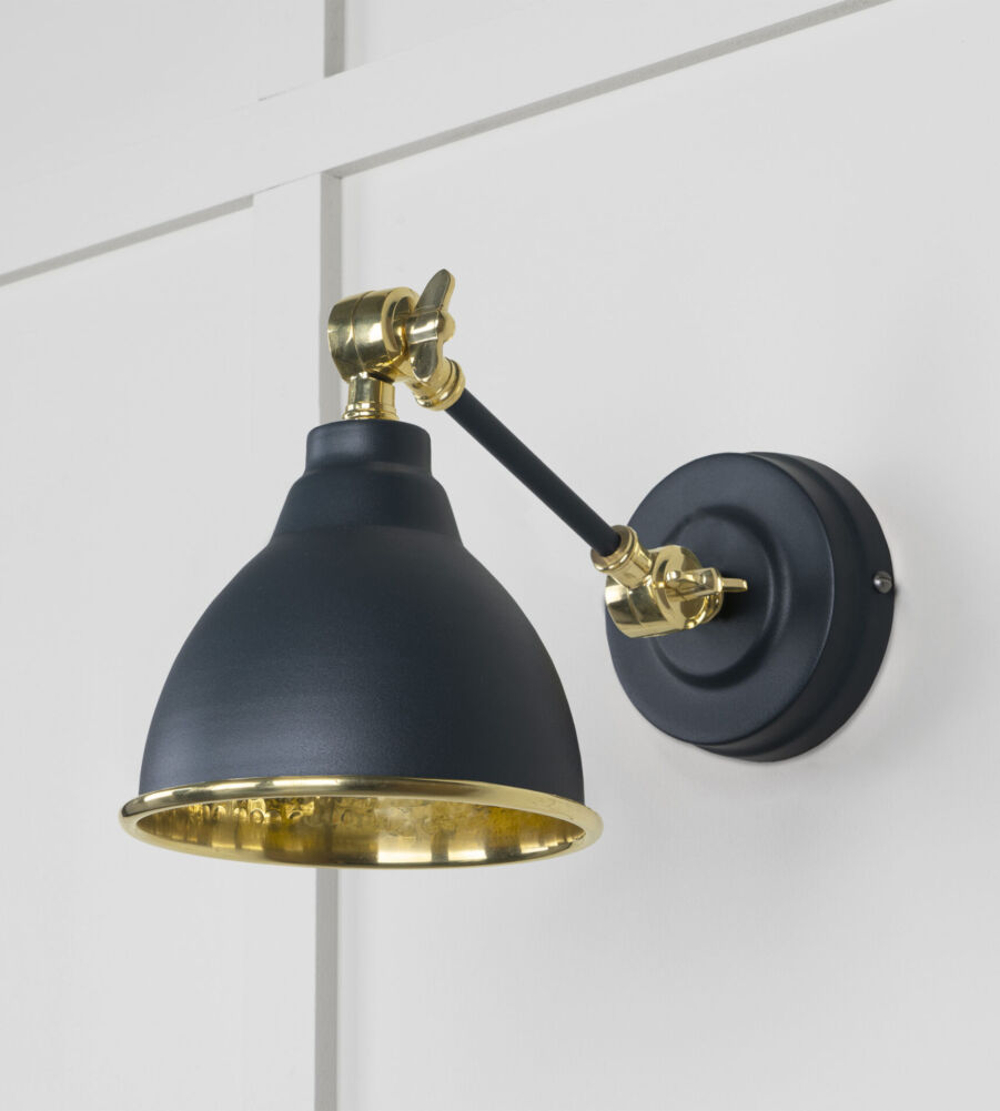 From The Anvil Hammered Brass Brindley Wall Light in Soot - Image 3
