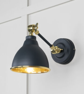 From The Anvil Hammered Brass Brindley Wall Light In Soot