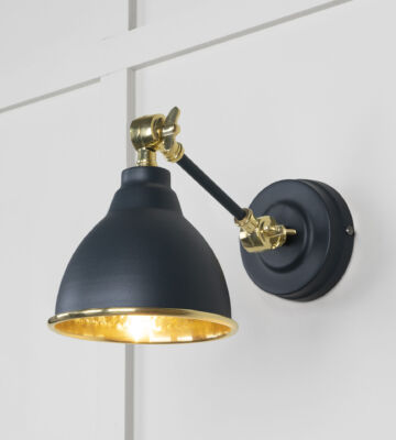 From The Anvil Hammered Brass Brindley Wall Light in Soot