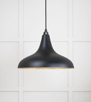 From The Anvil Smooth Brass Frankley Pendant In Elan Black