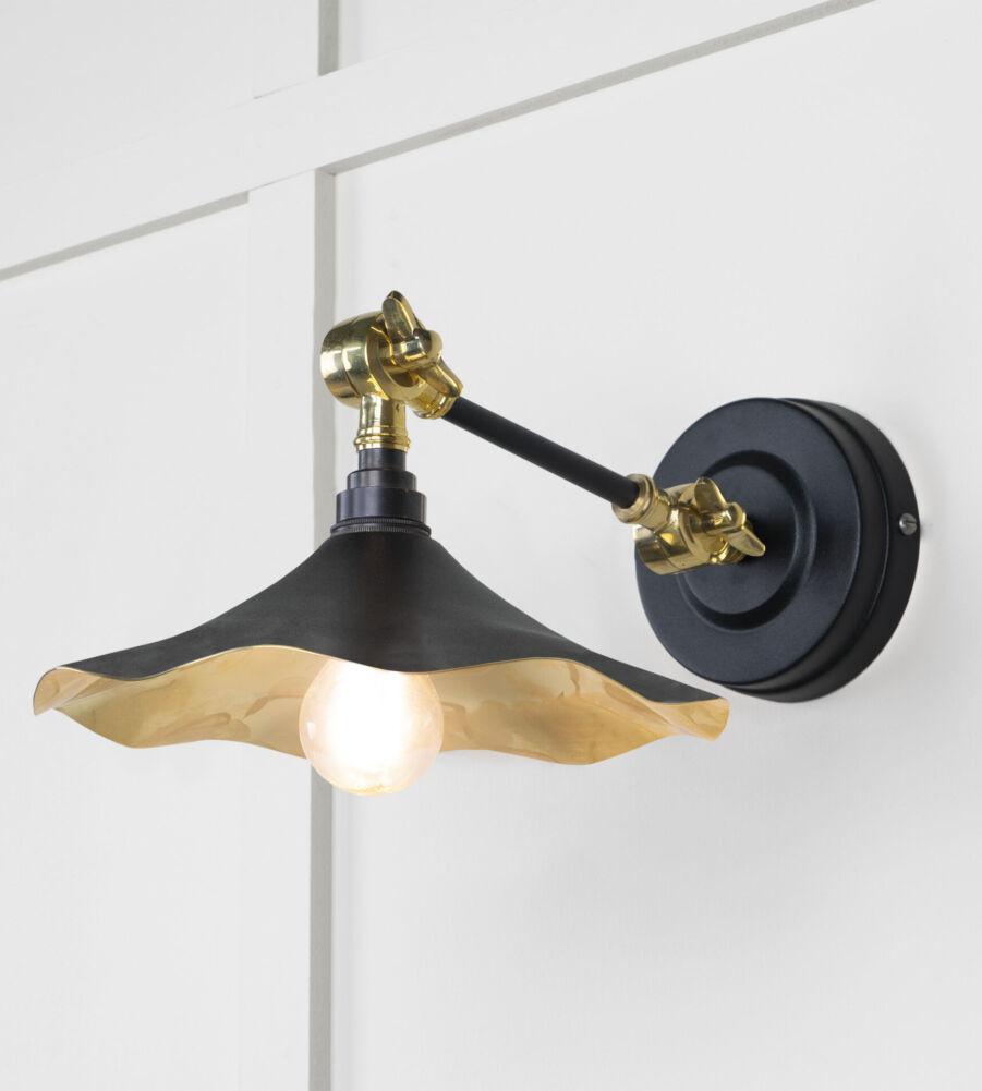 From The Anvil Smooth Brass Flora Wall Light in Elan Black