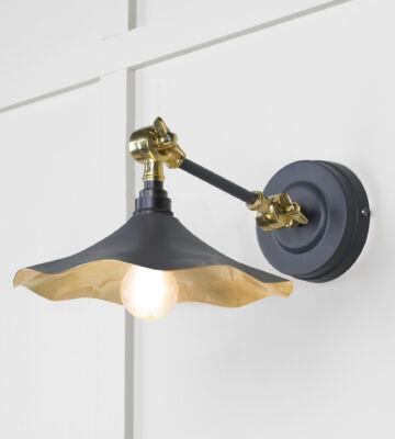 From The Anvil Smooth Brass Flora Wall Light in Slate