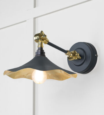 From The Anvil Smooth Brass Flora Wall Light In Soot
