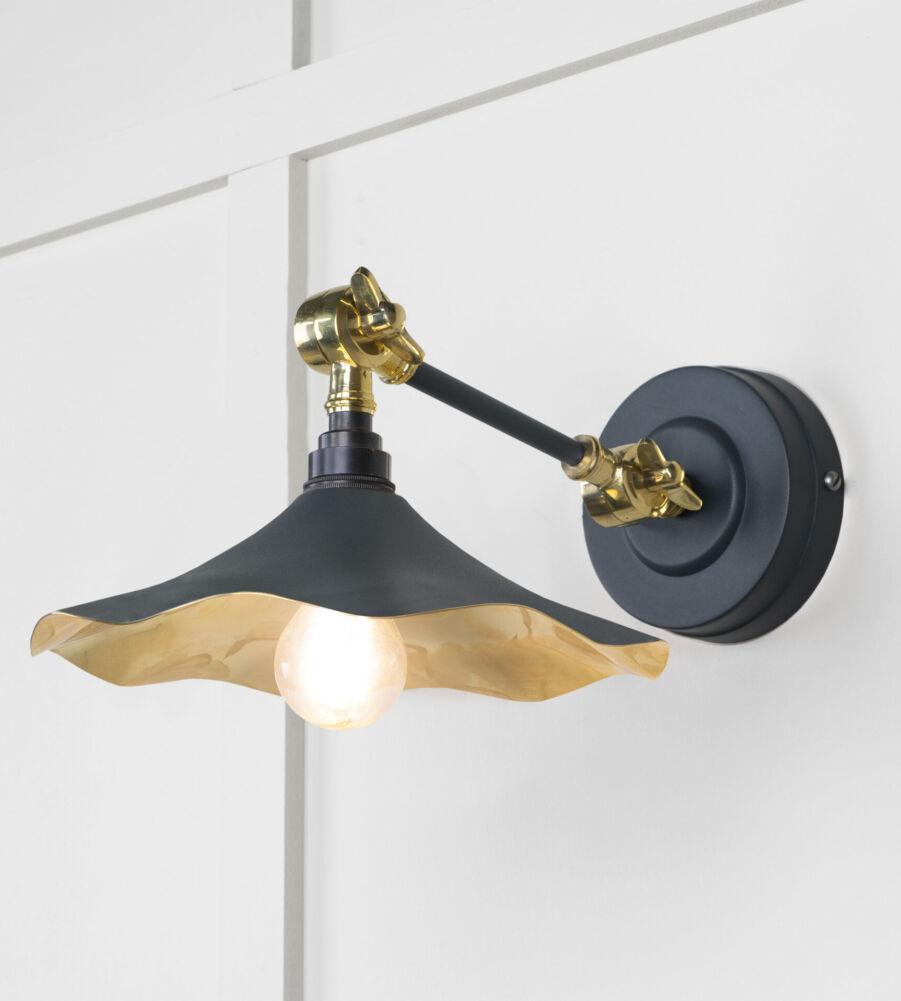 From The Anvil Smooth Brass Flora Wall Light in Soot