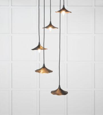 From The Anvil Smooth Copper Flora Cluster Pendant in Elan Black