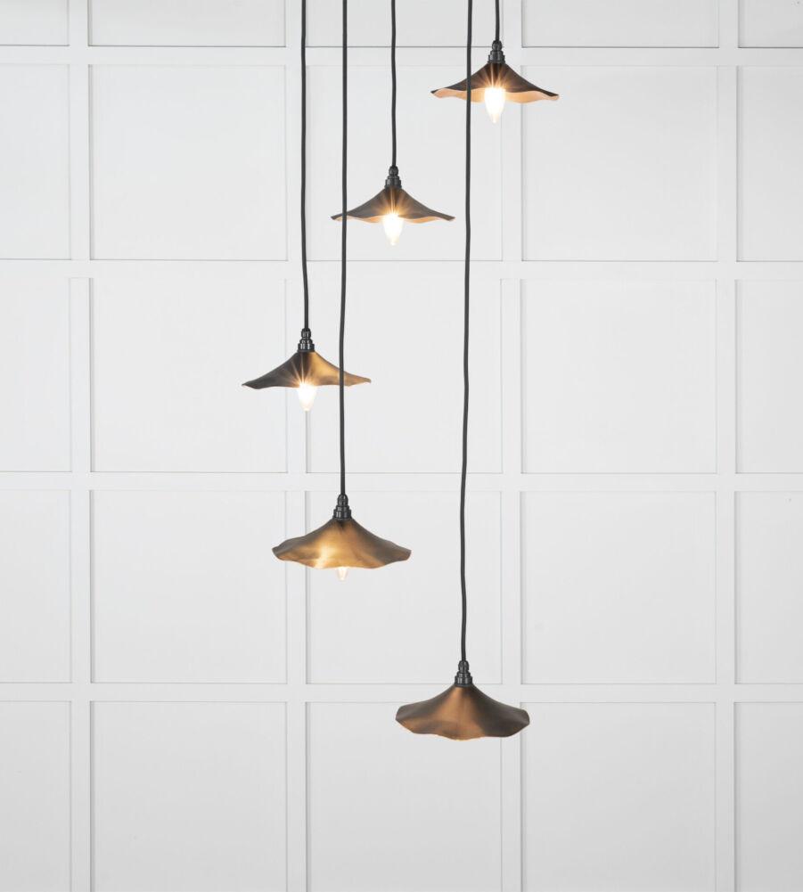 From The Anvil Smooth Copper Flora Cluster Pendant in Elan Black