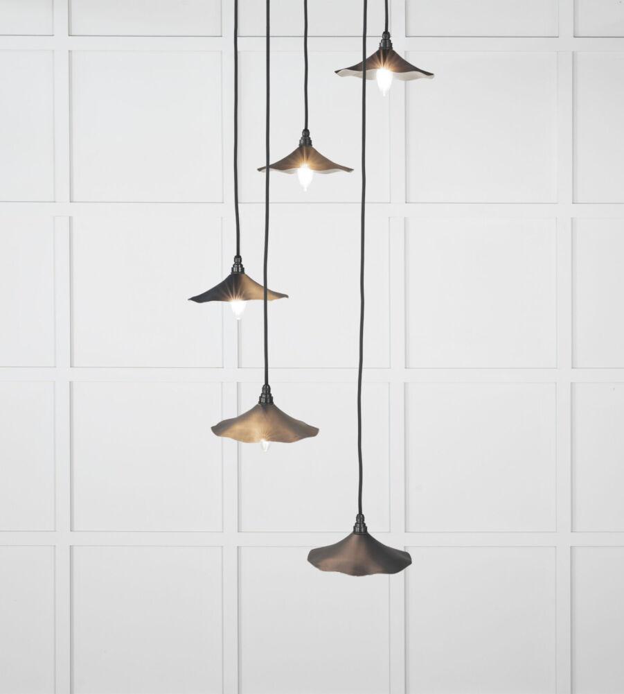 From The Anvil Smooth Nickel Flora Cluster Pendant in Soot