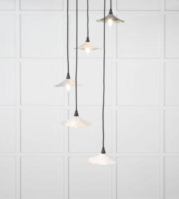 From The Anvil Smooth Brass Flora Cluster Pendant in Birch