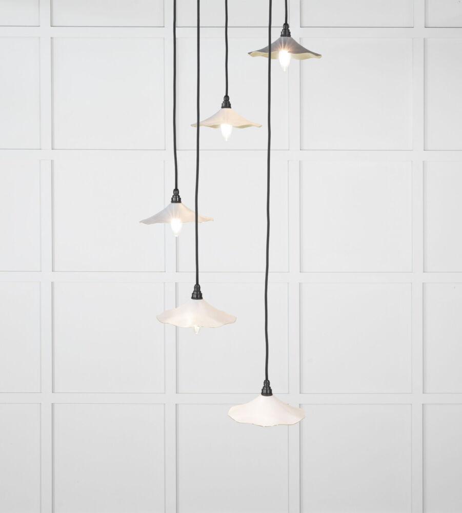 From The Anvil Smooth Brass Flora Cluster Pendant in Birch