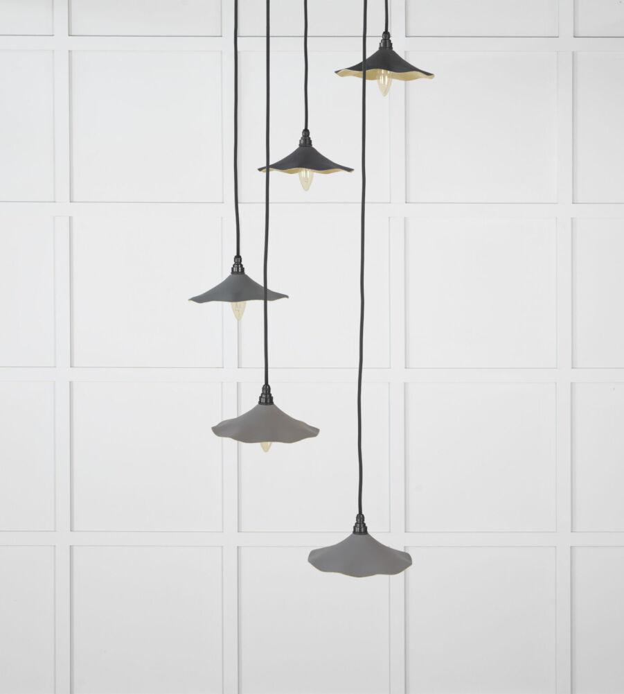 From The Anvil Smooth Brass Flora Cluster Pendant in Bluff - Image 3