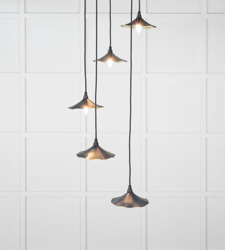 From The Anvil Smooth Brass Flora Cluster Pendant in Dusk