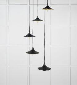 From The Anvil Smooth Brass Flora Cluster Pendant in Elan Black - Image 3