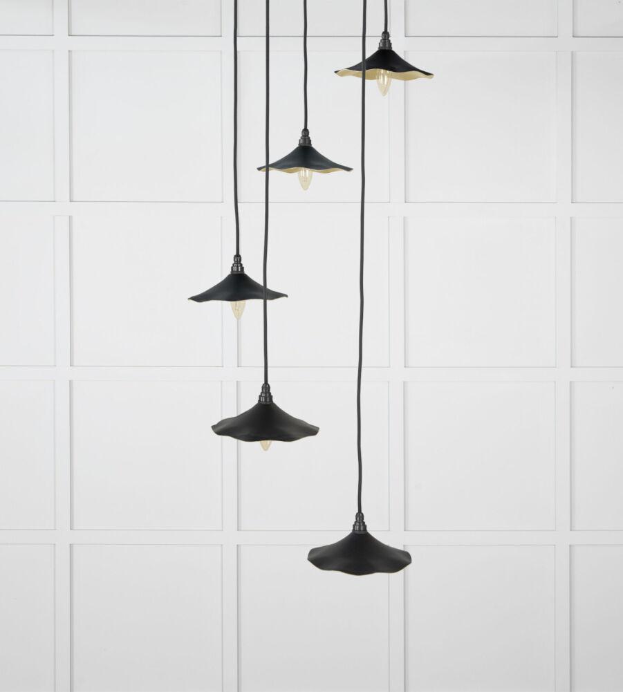 From The Anvil Smooth Brass Flora Cluster Pendant in Elan Black - Image 3