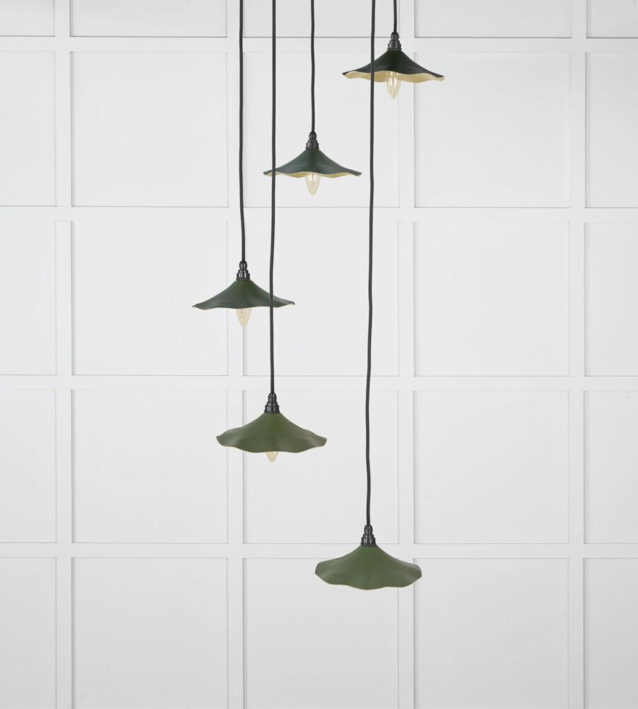 From The Anvil Smooth Brass Flora Cluster Pendant in Heath - Image 3