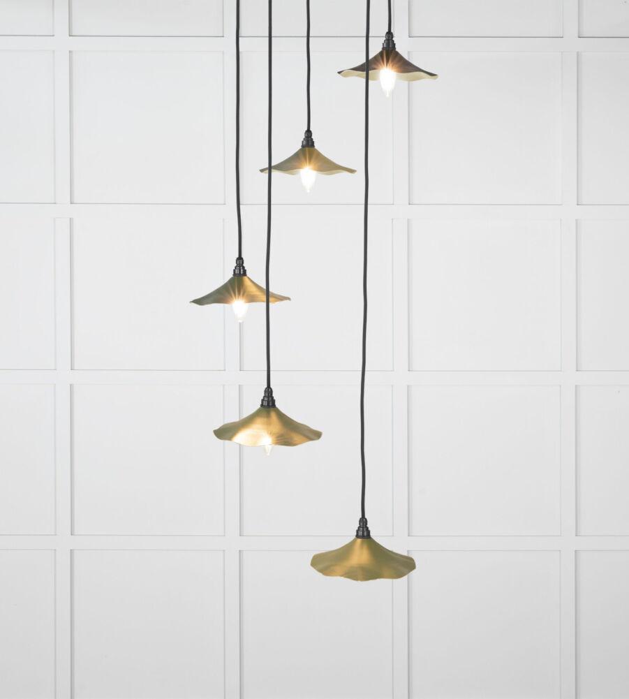 From The Anvil Smooth Brass Flora Cluster Pendant in Heath