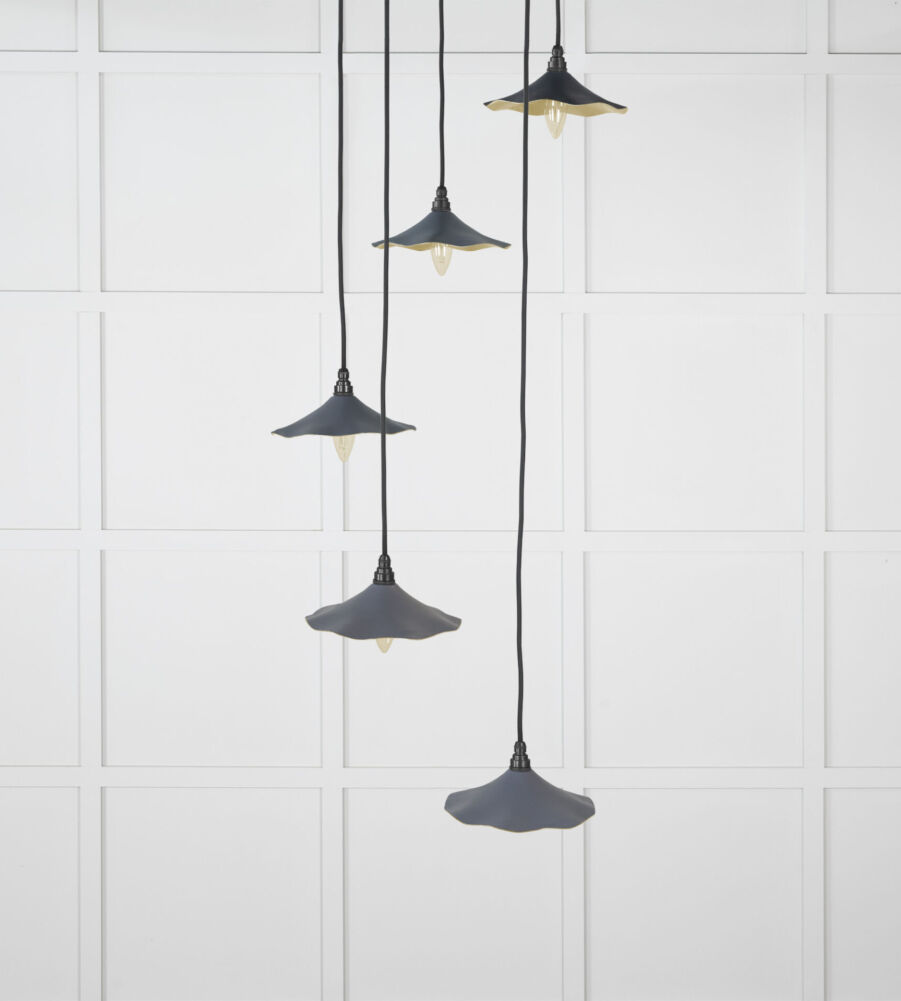 From The Anvil Smooth Brass Flora Cluster Pendant in Slate - Image 3