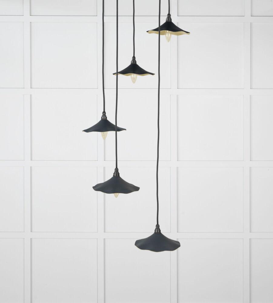 From The Anvil Smooth Brass Flora Cluster Pendant in Soot - Image 3