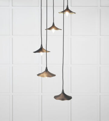 From The Anvil Smooth Brass Flora Cluster Pendant in Soot