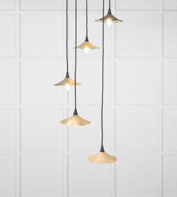 From The Anvil Smooth Brass Flora Cluster Pendant in Tump