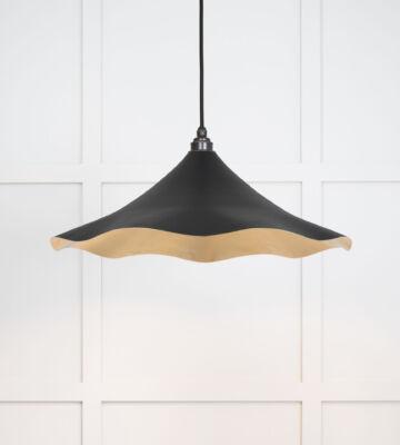 From The Anvil Smooth Brass Flora Pendant In Elan Black