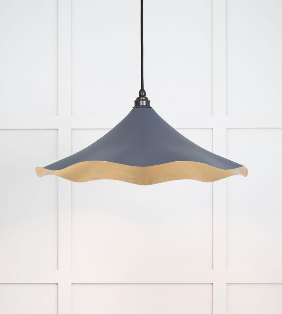 From The Anvil Smooth Brass Flora Pendant in Slate