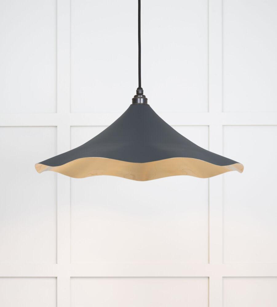 From The Anvil Smooth Brass Flora Pendant in Soot