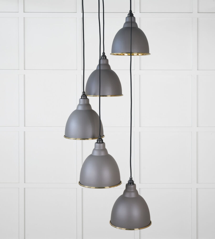 From The Anvil Smooth Brass Brindley Cluster Pendant in Bluff - Image 3