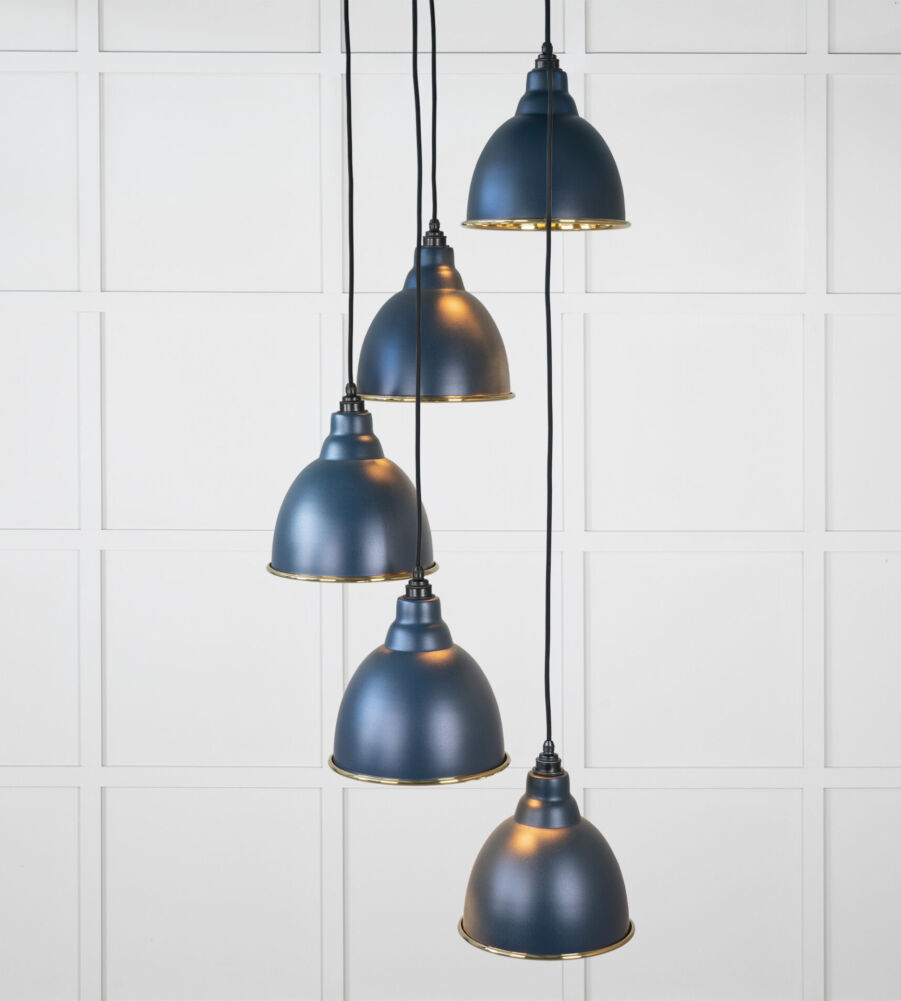 From The Anvil Smooth Brass Brindley Cluster Pendant in Dusk