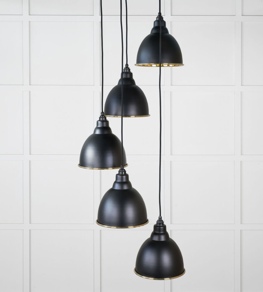 From The Anvil Smooth Brass Brindley Cluster Pendant in Elan Black - Image 3