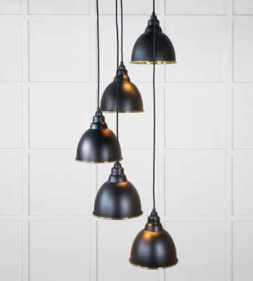 From The Anvil Smooth Brass Brindley Cluster Pendant In Elan Black