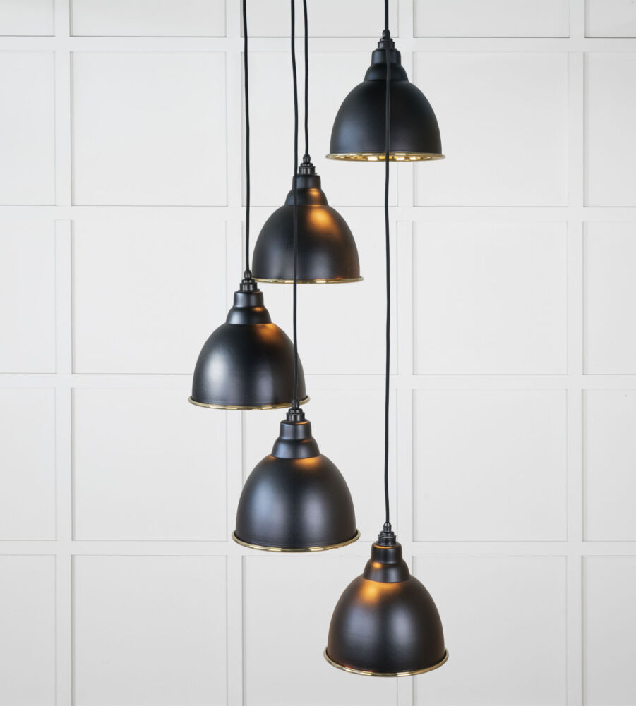 From The Anvil Smooth Brass Brindley Cluster Pendant in Elan Black