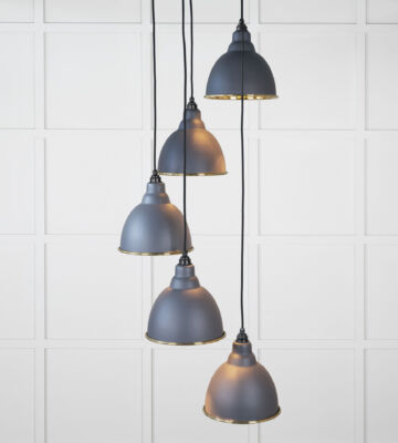 From The Anvil Smooth Brass Brindley Cluster Pendant In Slate