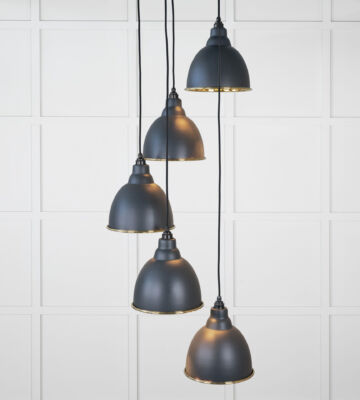 From The Anvil Smooth Brass Brindley Cluster Pendant In Soot