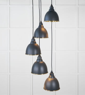 From The Anvil Smooth Brass Brindley Cluster Pendant in Soot