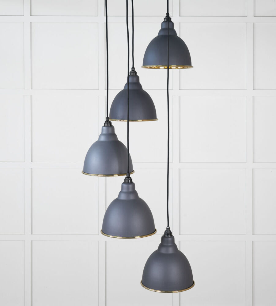 From The Anvil Hammered Brass Brindley Cluster Pendant in Slate - Image 3