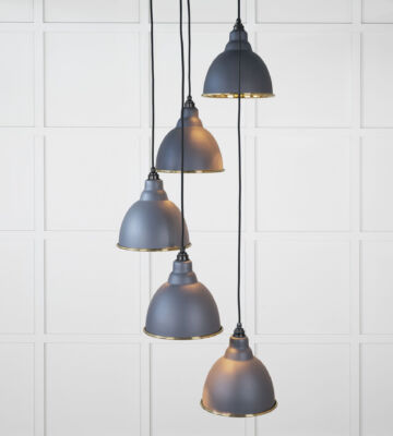 From The Anvil Hammered Brass Brindley Cluster Pendant in Slate