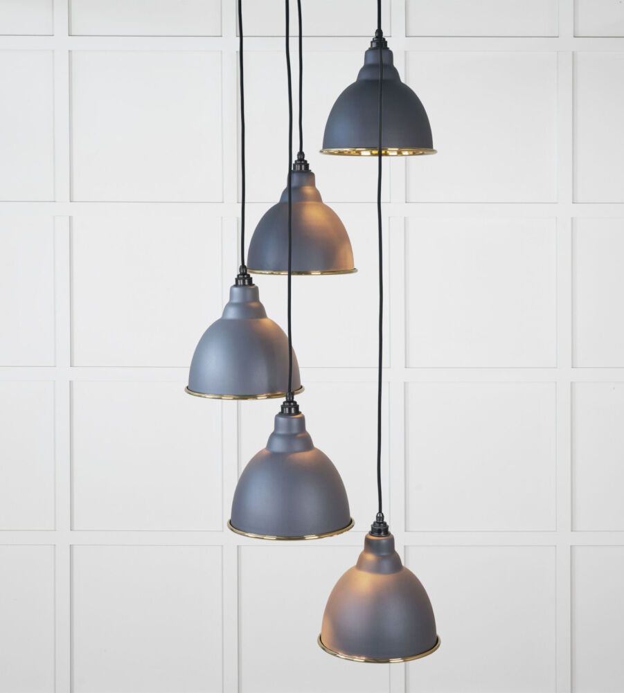 From The Anvil Hammered Brass Brindley Cluster Pendant in Slate
